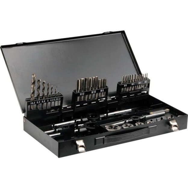 Set tarozi, filiere si burghie HSS m3-12, 44 buc Yato YT-2978