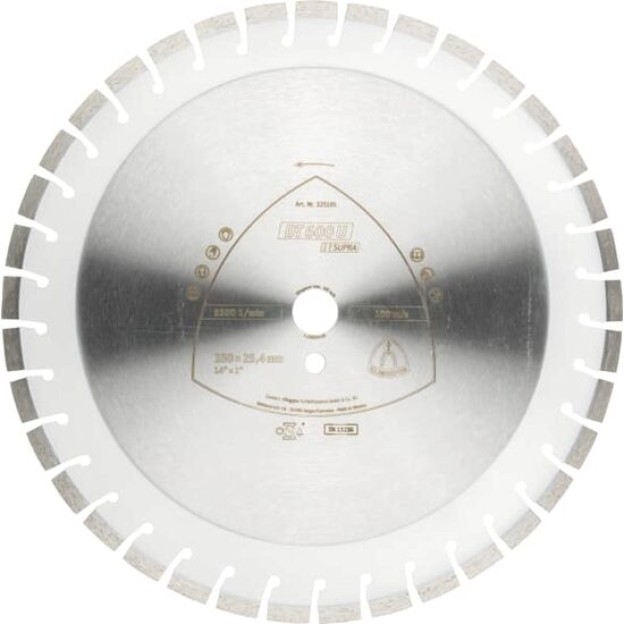 DT 600 U disc diamantat de debitare, 350 x 3 x 25,4 mm 37 Segmente 24 x 3 x 10 mm, segment scurt, Klingspor 325195